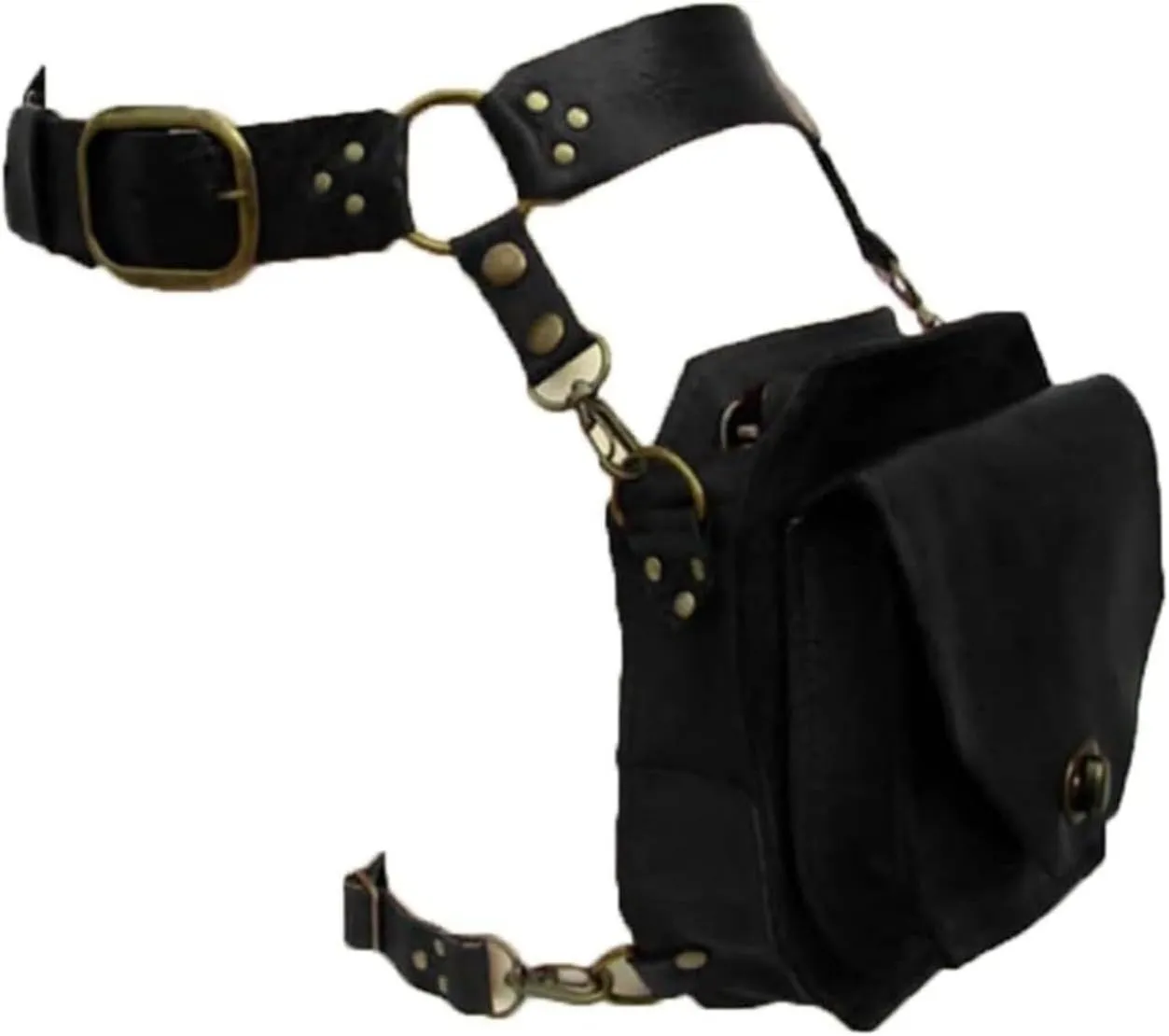Renaissance Belt Bag - Thigh Satchel For Women & Men, Medieval Drop Leg Pouch (Black)