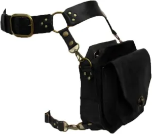 Renaissance Belt Bag - Thigh Satchel For Women & Men, Medieval Drop Leg Pouch (Black)