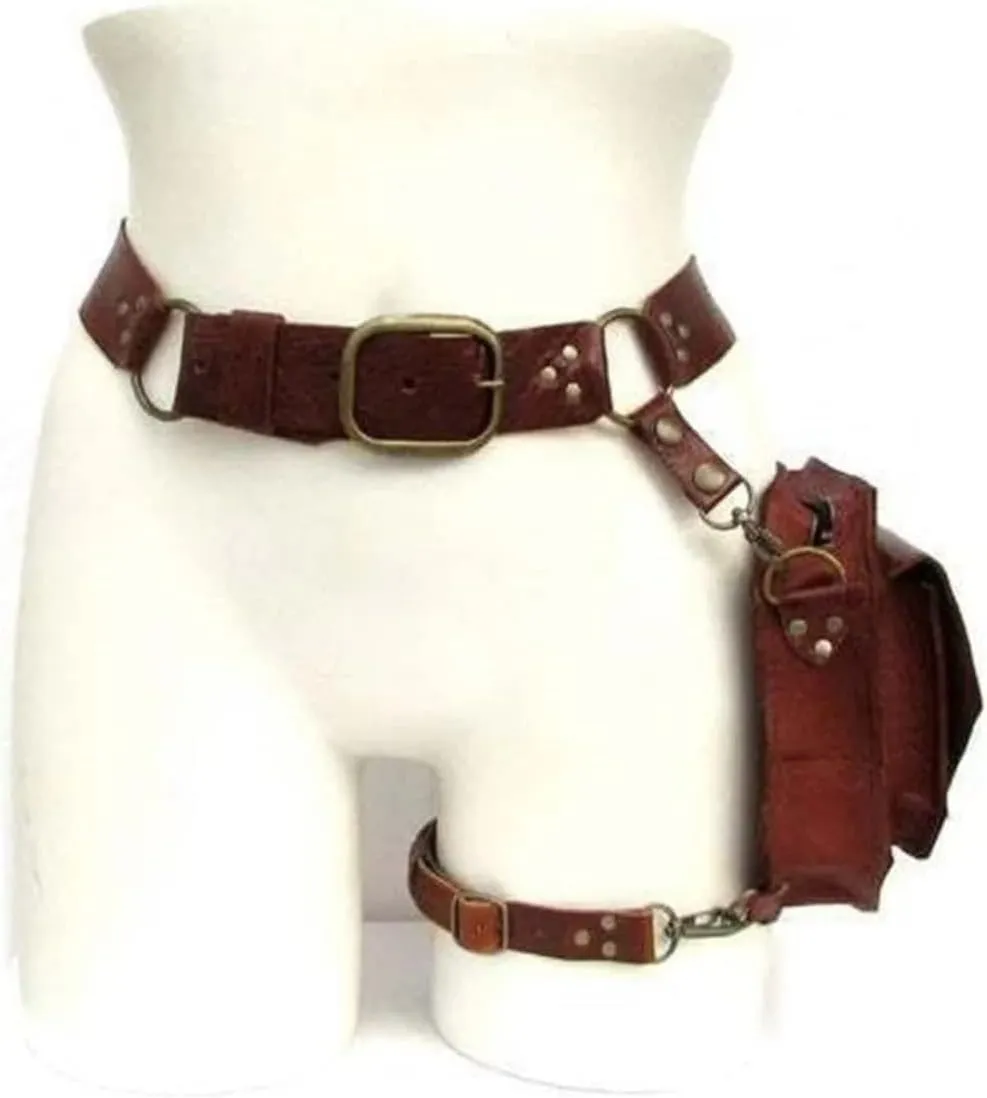 Renaissance Belt Bag - Thigh Satchel For Women & Men, Medieval Drop Leg Pouch (Black)