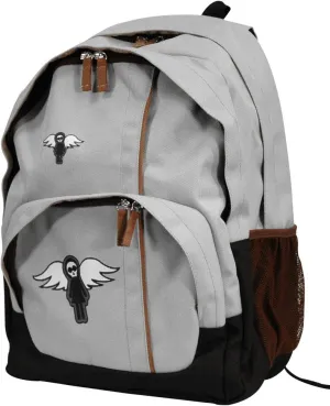 Retro Punk-Style Canvas Backpack (Grey w/Angel Decal)