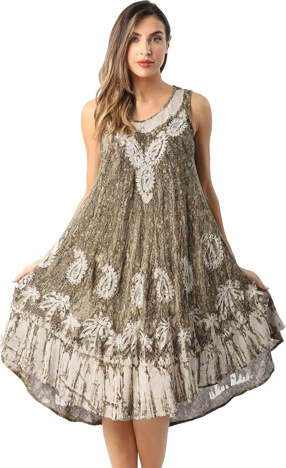 Riviera Sun Batik Marble Tie Dye Summer Dress Beach Cover up