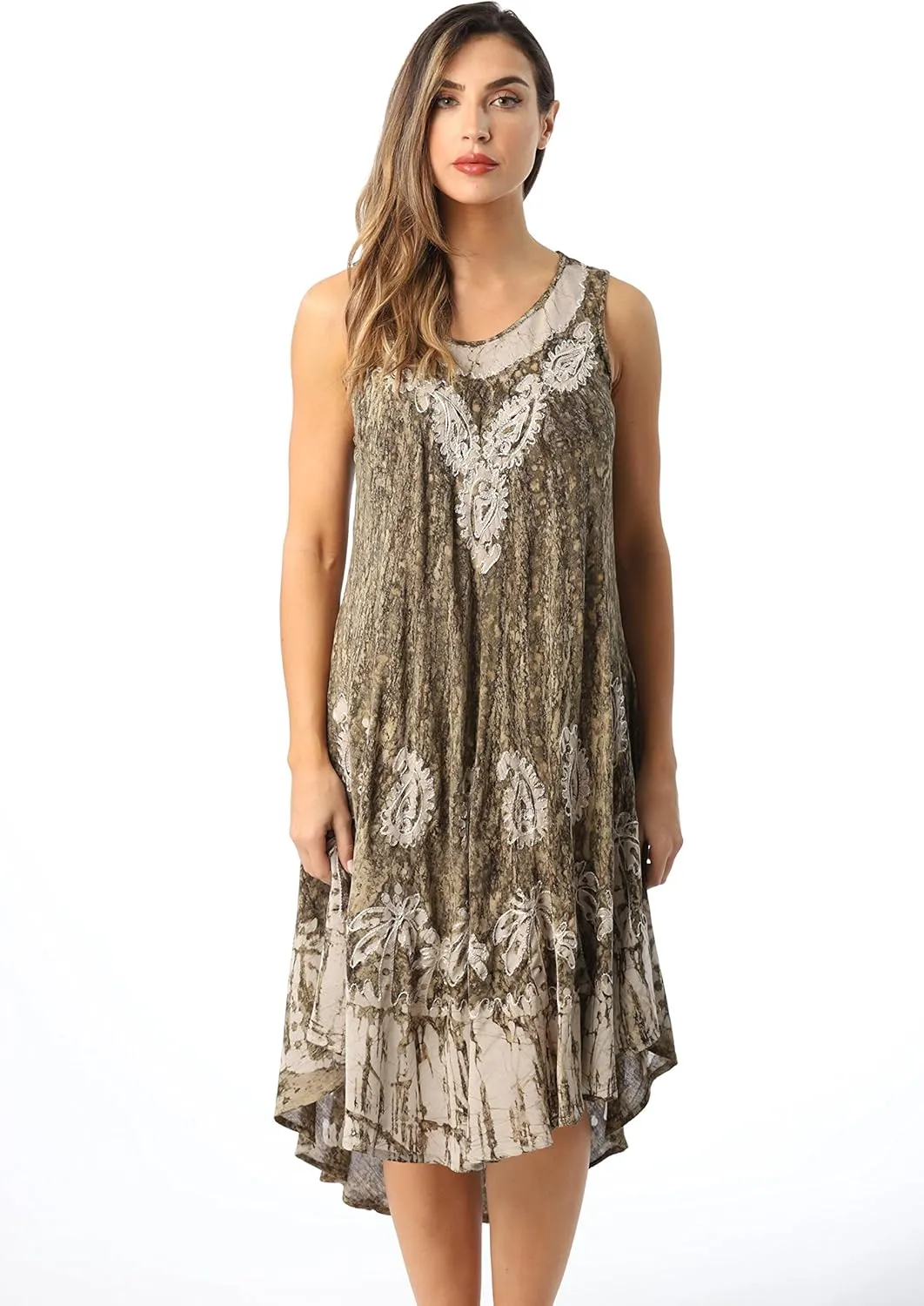 Riviera Sun Batik Marble Tie Dye Summer Dress Beach Cover up