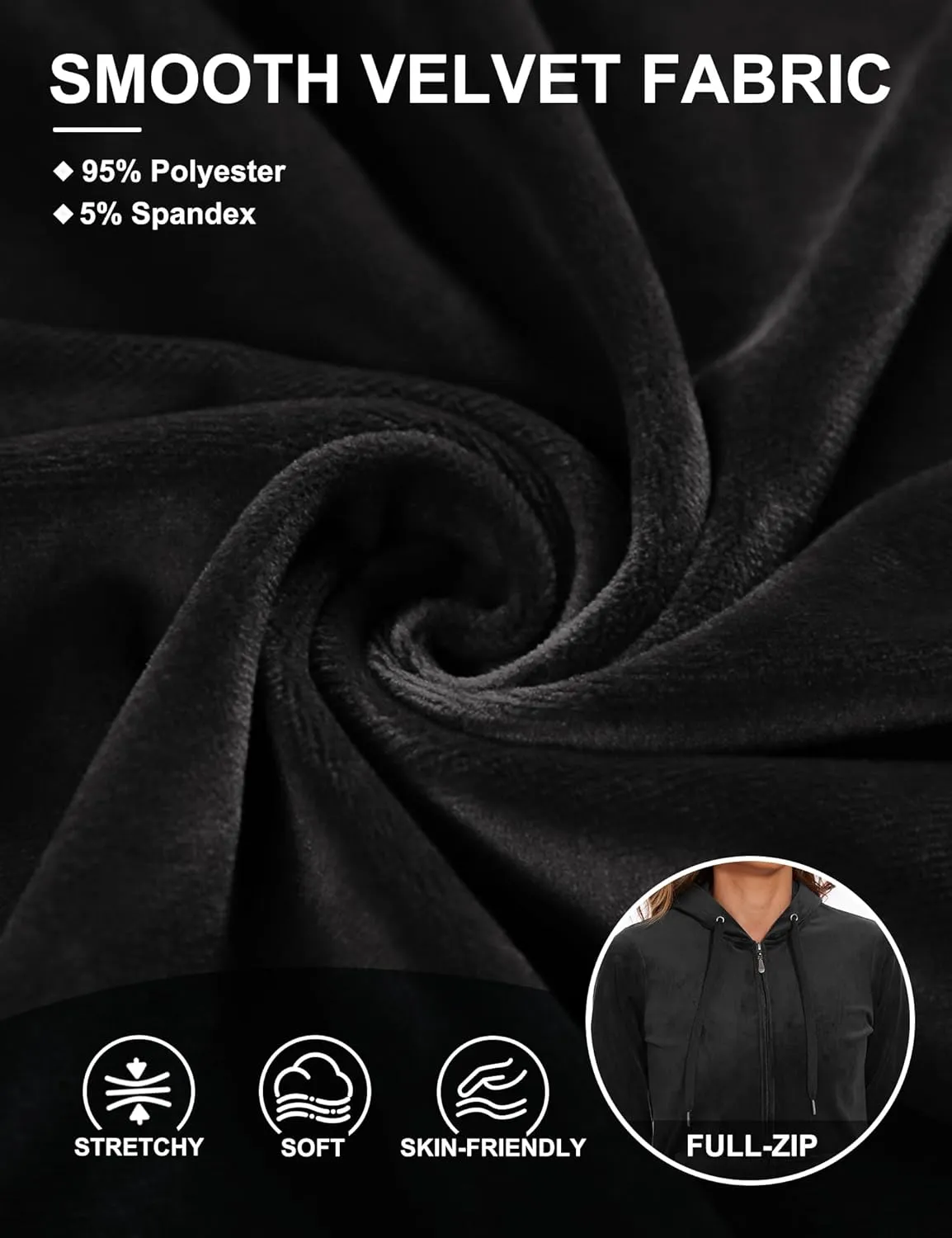 ROYAL MATRIX Women's Velour Tracksuit - 2 Pieces Velour Sweatsuits Velvet Track Suits Set Full Zip Hoodie & Sweatpants Sets