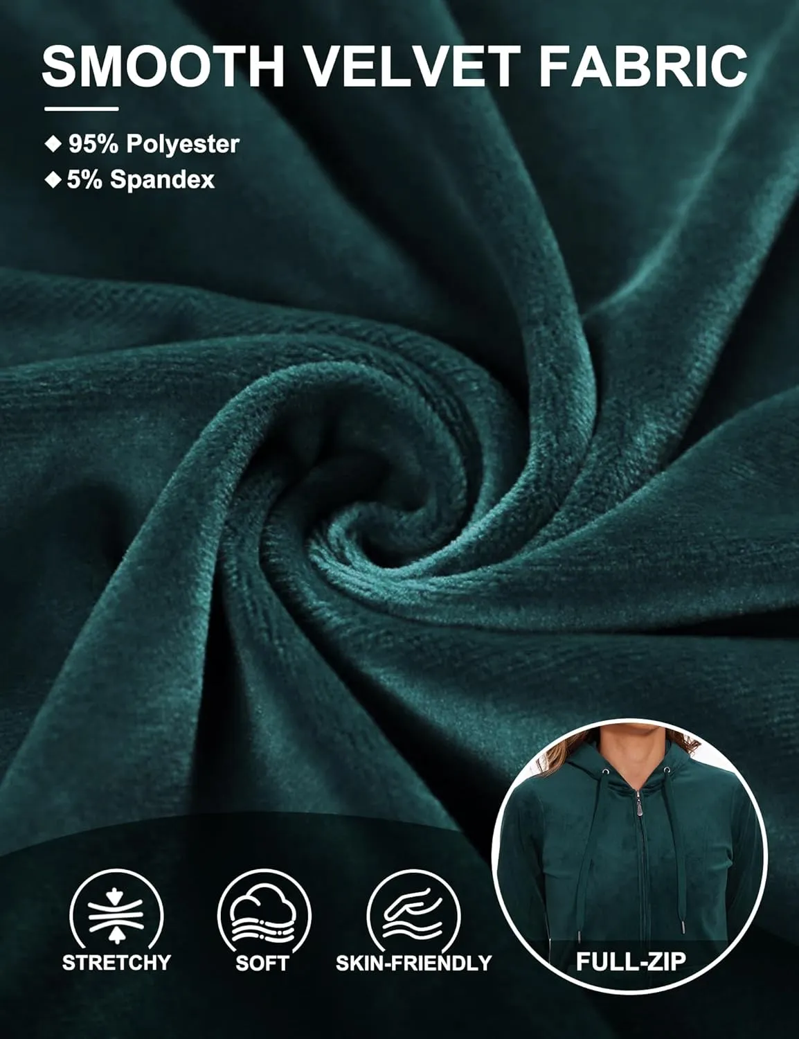 ROYAL MATRIX Women's Velour Tracksuit - 2 Pieces Velour Sweatsuits Velvet Track Suits Set Full Zip Hoodie & Sweatpants Sets