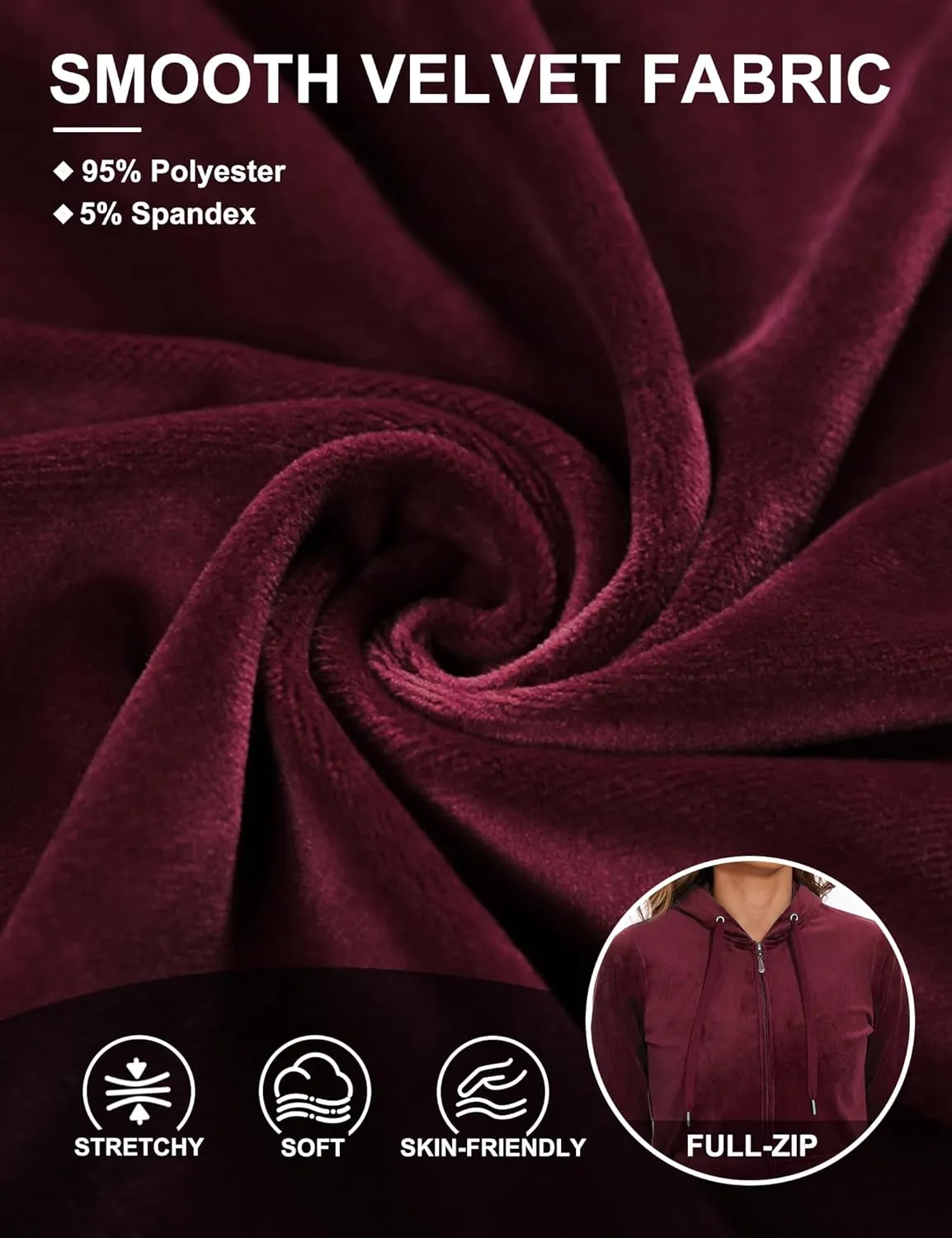 ROYAL MATRIX Women's Velour Tracksuit - 2 Pieces Velour Sweatsuits Velvet Track Suits Set Full Zip Hoodie & Sweatpants Sets