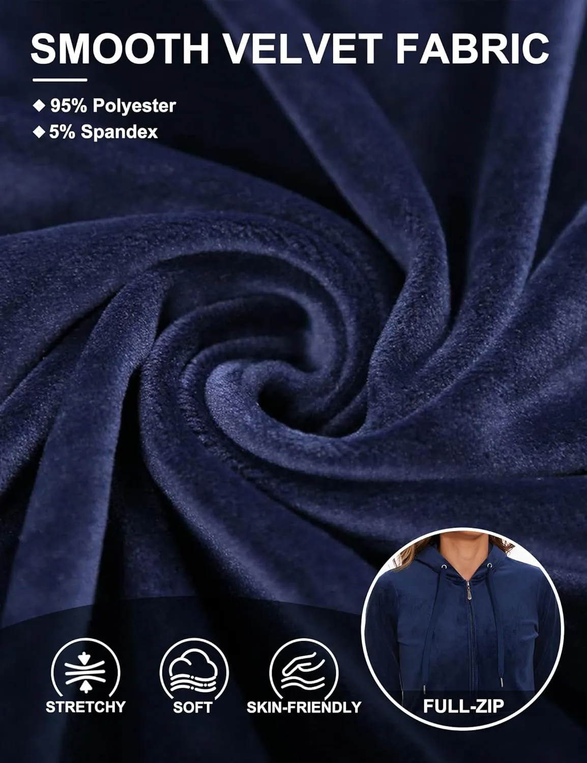 ROYAL MATRIX Women's Velour Tracksuit - 2 Pieces Velour Sweatsuits Velvet Track Suits Set Full Zip Hoodie & Sweatpants Sets