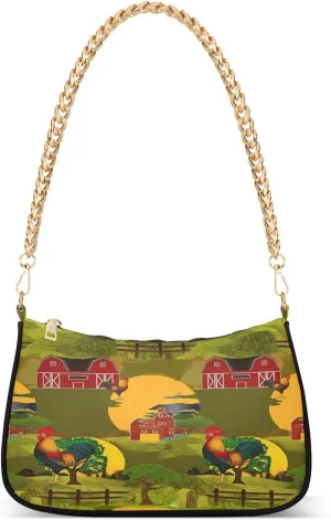 Rustic Rooster Morning Green Hand Bag, Cute Purses for Women Trendy