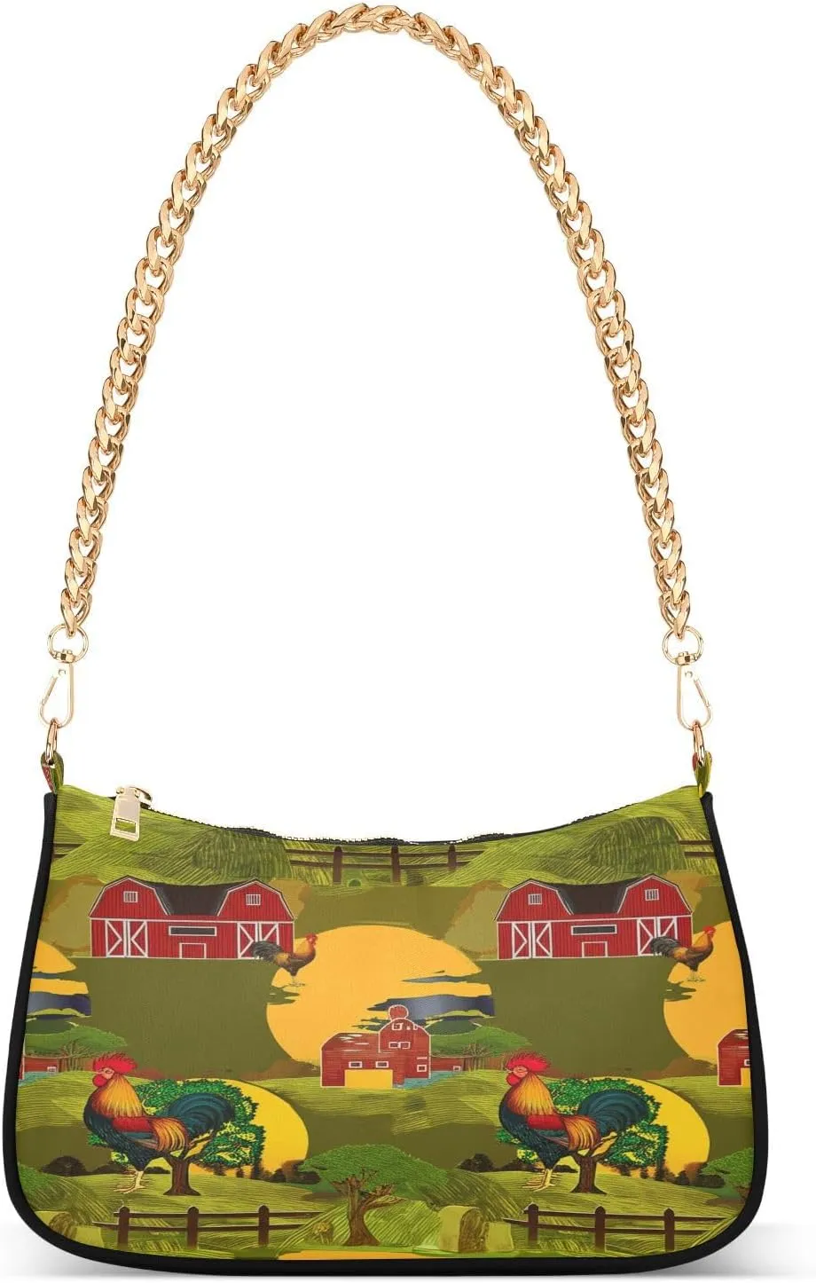 Rustic Rooster Morning Green Hand Bag, Cute Purses for Women Trendy