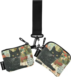 Rustic Style Black Cat Wristlet Wallets for Women, Mini Coin Purse Portable Keychain Wallets for Women
