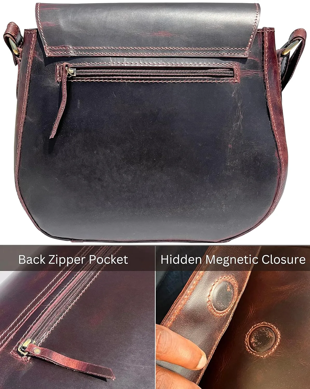 RUSTIC TOWN Leather Crossbody Satchel Bag Vintage Purses Handbags for Women