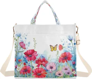 Rustic Wildflowers Corduroy Tote Bag for Women Hobo Crossbody Bag Purse Stylish Shoulder Handbag Messenger Bags, S