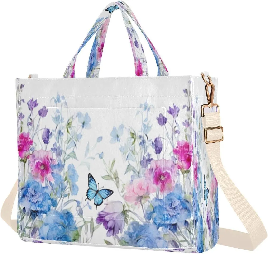 Rustic Wildflowers Corduroy Tote Bag for Women Hobo Crossbody Bag Purse Stylish Shoulder Handbag Messenger Bags, S