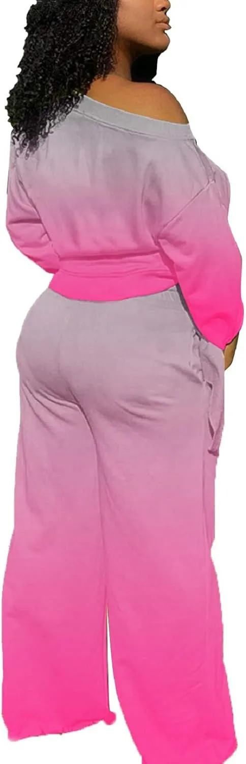 sexycherry Casual 2 Piece Outfits for Women Sexy Long Sleeve Sweatsuit Jogging Long Pants Sets Tracksuit with Pockets