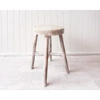 Side Table/ Stool Rustic Timber whitewash finish