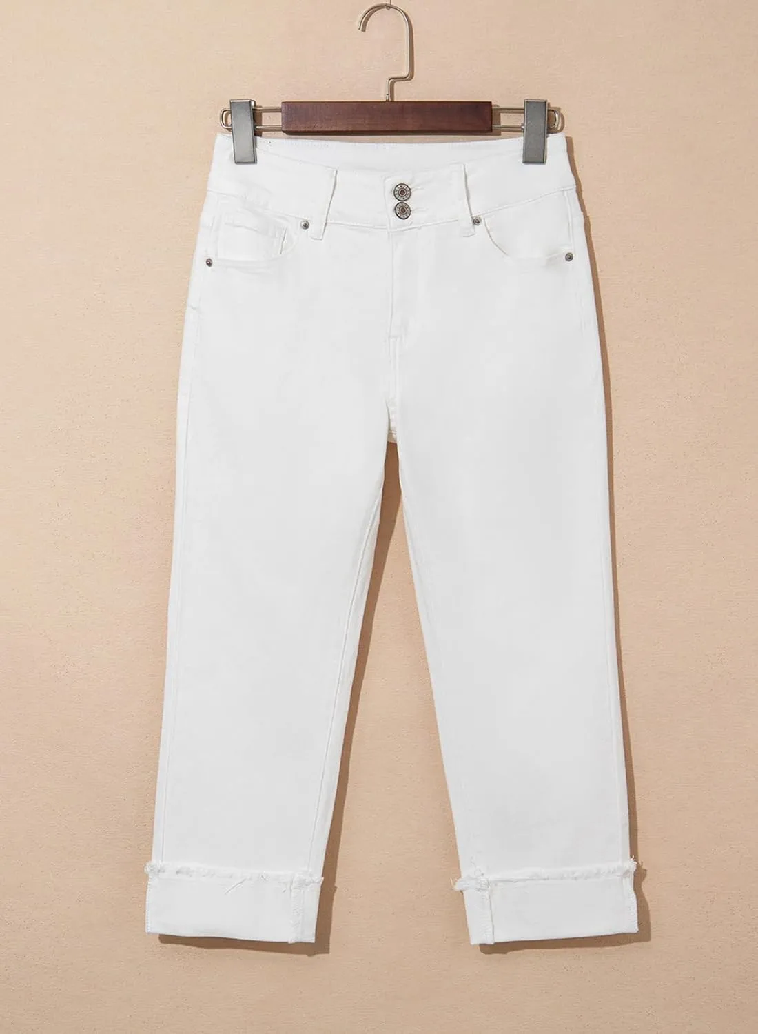 Sidefeel Women's Capri Jeans High Waisted Stretchy Roll-up Skinny Cuffed Cropped Zimbaplatinum Summer Denim Pants