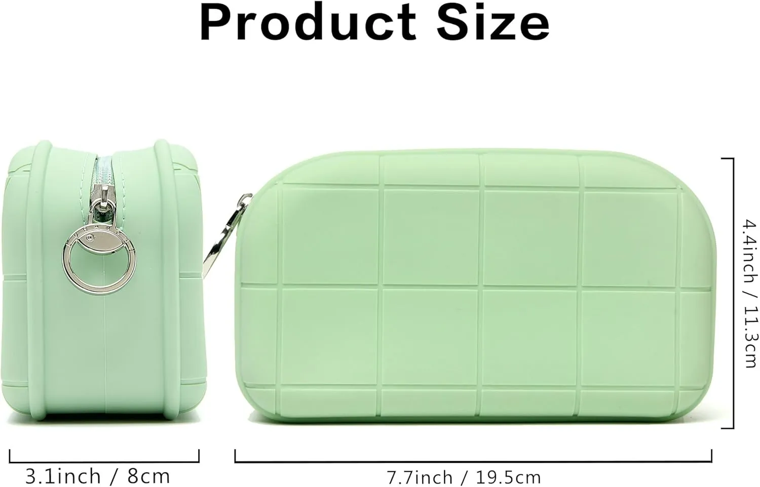 Silicone Makeup Bag Travel Cosmetic Bag Stuff Bag Makeup Pouch Cute Makeup Organizer Versatile Zipper Pouch for Women (Green)