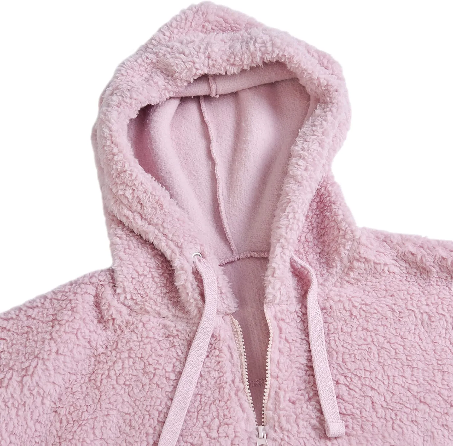 Sleepdown Womens Oversized Pullover Hooded Sweatshirt with Pockets Fuzzy Fleece Long Sleeve Zip Up Sweatshirt for Womens