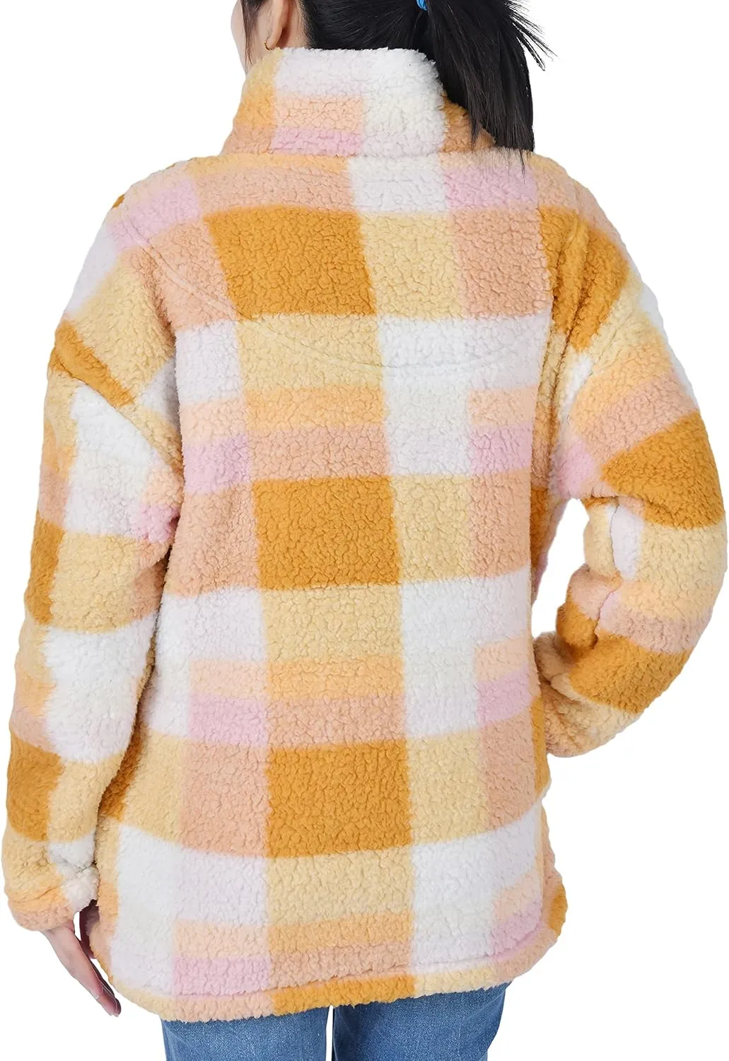 Sleepdown Womens Sweatshirt Long Sleeve Fuzzy Sherpa Fleece Zip Up Sweatshirts for Women Fluffy Pullover Tops with Pockets