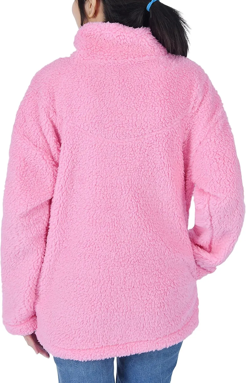 Sleepdown Womens Sweatshirt Long Sleeve Fuzzy Sherpa Fleece Zip Up Sweatshirts for Women Fluffy Pullover Tops with Pockets