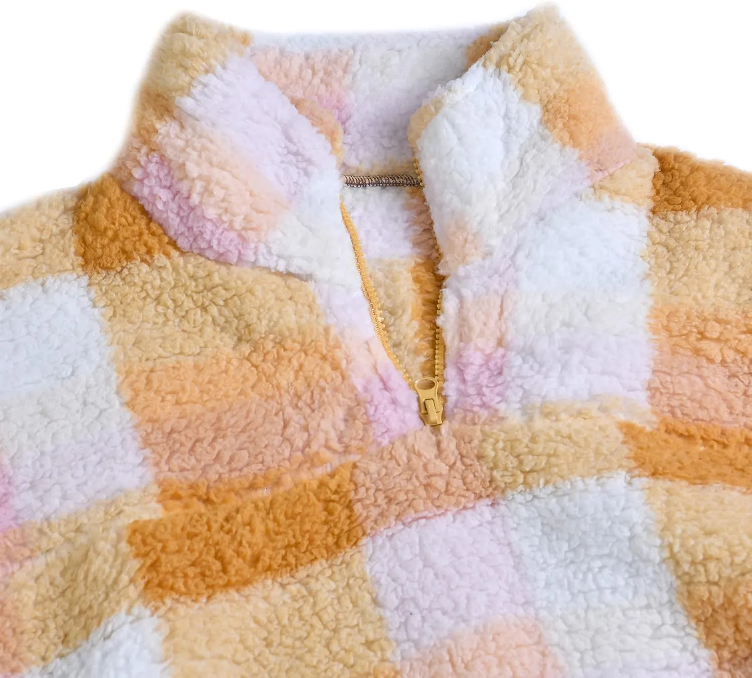 Sleepdown Womens Sweatshirt Long Sleeve Fuzzy Sherpa Fleece Zip Up Sweatshirts for Women Fluffy Pullover Tops with Pockets