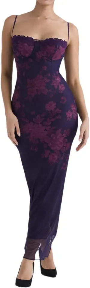 Slim and Versatile Printed Camisole Long Slit Dress for Women in Spring and Summer (1,S,Small,Regular,Regular)