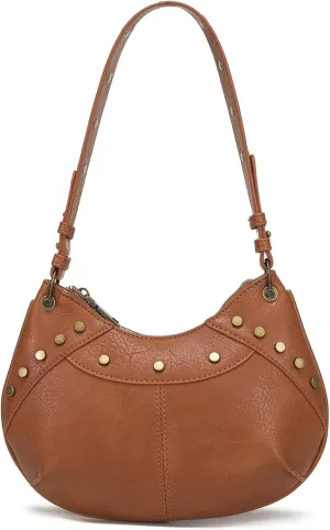 Small Shoulder Bag Crescent Y2k Vintage Purses for Women with Rivet Design Punk Goth Grunge Handbag