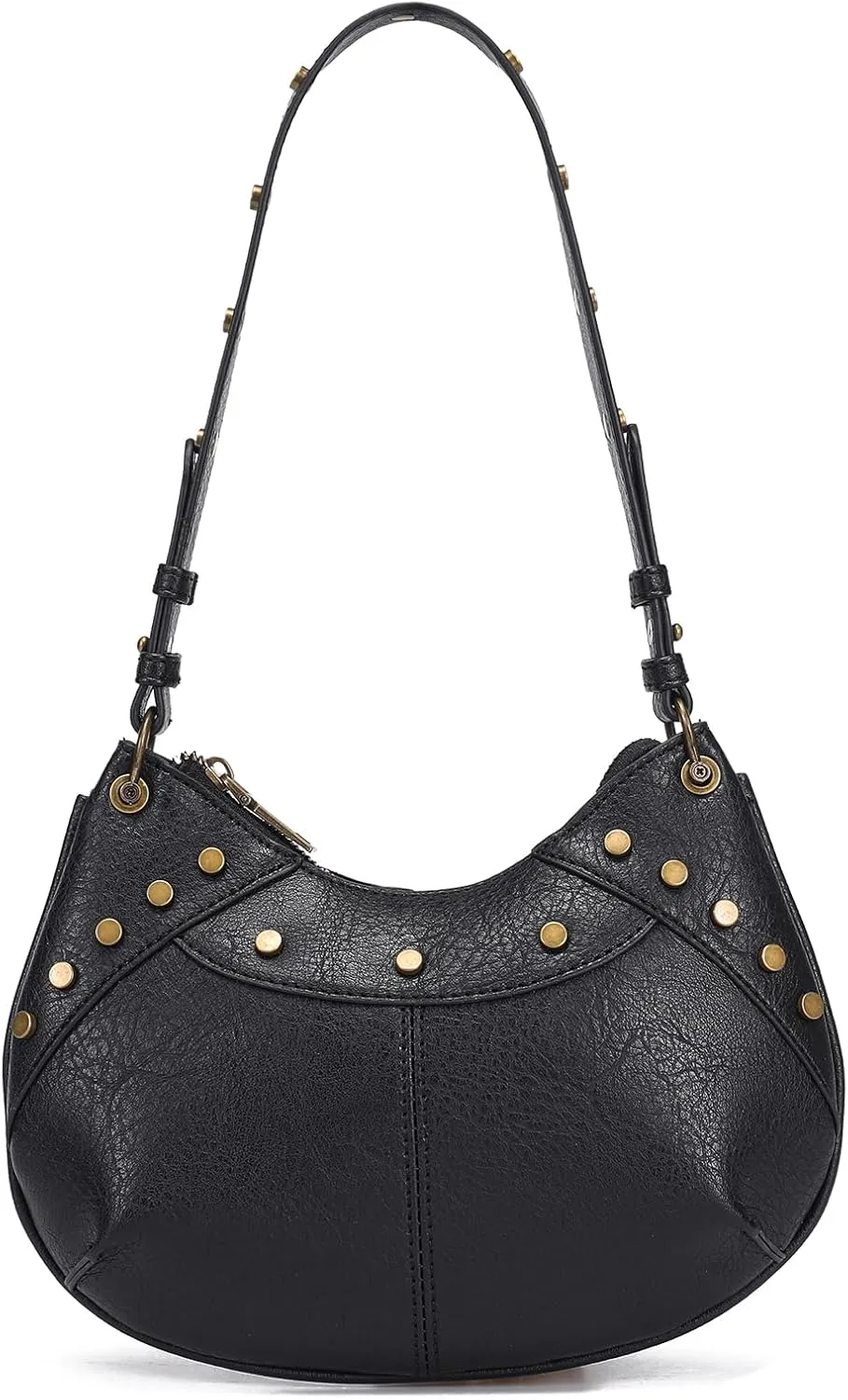 Small Shoulder Bag Crescent Y2k Vintage Purses for Women with Rivet Design Punk Goth Grunge Handbag