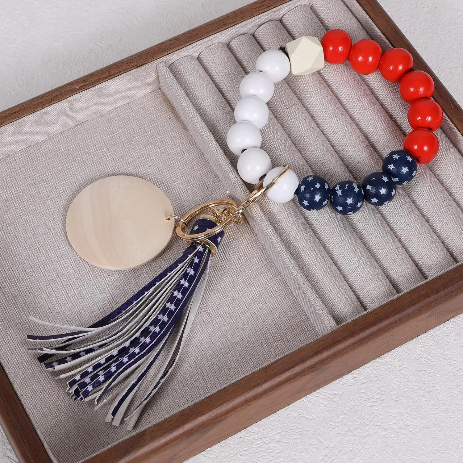 Softball Baseball Charm Keychains Wooden Key Ring Bracelet Wristlet Women Girls Sport Athlete Game Day