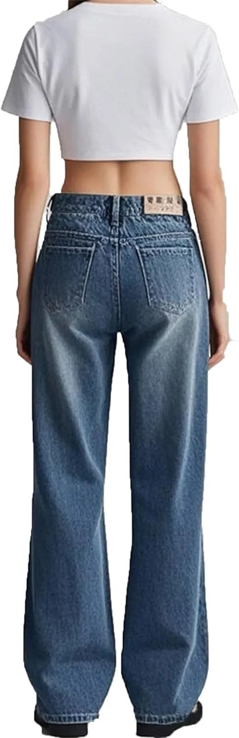 SperLucky Jeans for Women High Waisted Straight Leg Stretchy Jeans Loose Wide Leg Denim Pants