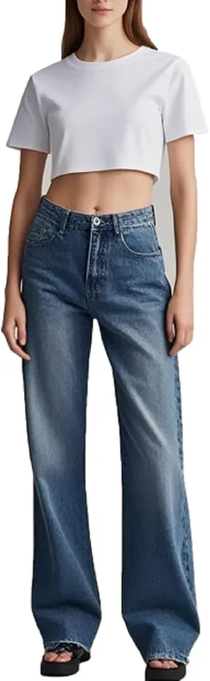 SperLucky Jeans for Women High Waisted Straight Leg Stretchy Jeans Loose Wide Leg Denim Pants