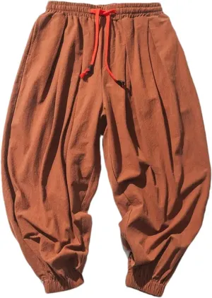 Spring Men Loose Harem Pants Cotton Style Sweatpants Wide-Leg Pants Casual Trousers Male