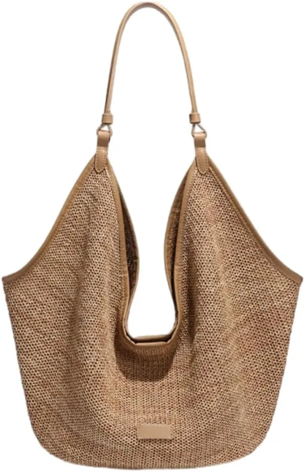 Straw Purses for Women Raffia Straw Large Tote Bag Chic Shoulder Bag Hobo for Beach Summer Travel