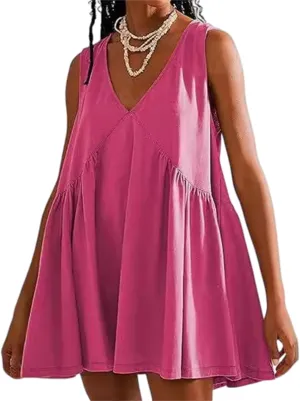 Sundresses for Women Sleeveless Mini Short Summer Dresses Casual Loose Beach Sundress Cute Sports Mini Dress Sexy