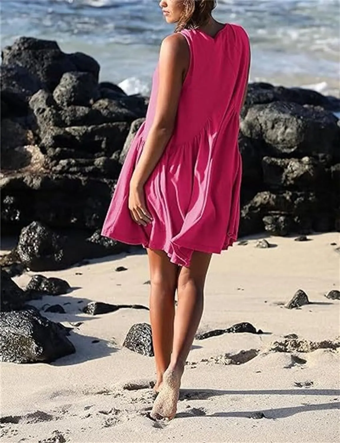 Sundresses for Women Sleeveless Mini Short Summer Dresses Casual Loose Beach Sundress Cute Sports Mini Dress Sexy