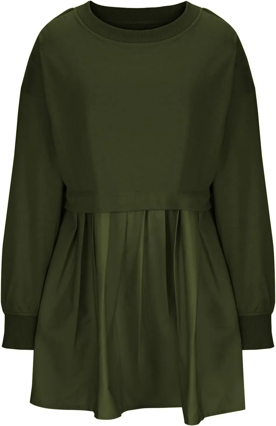Sweatshirt Dresses for Women 2024 Casual Long Sleeve Patchwork Tops Oversized Crewneck Pullover Fashion Mini Dress
