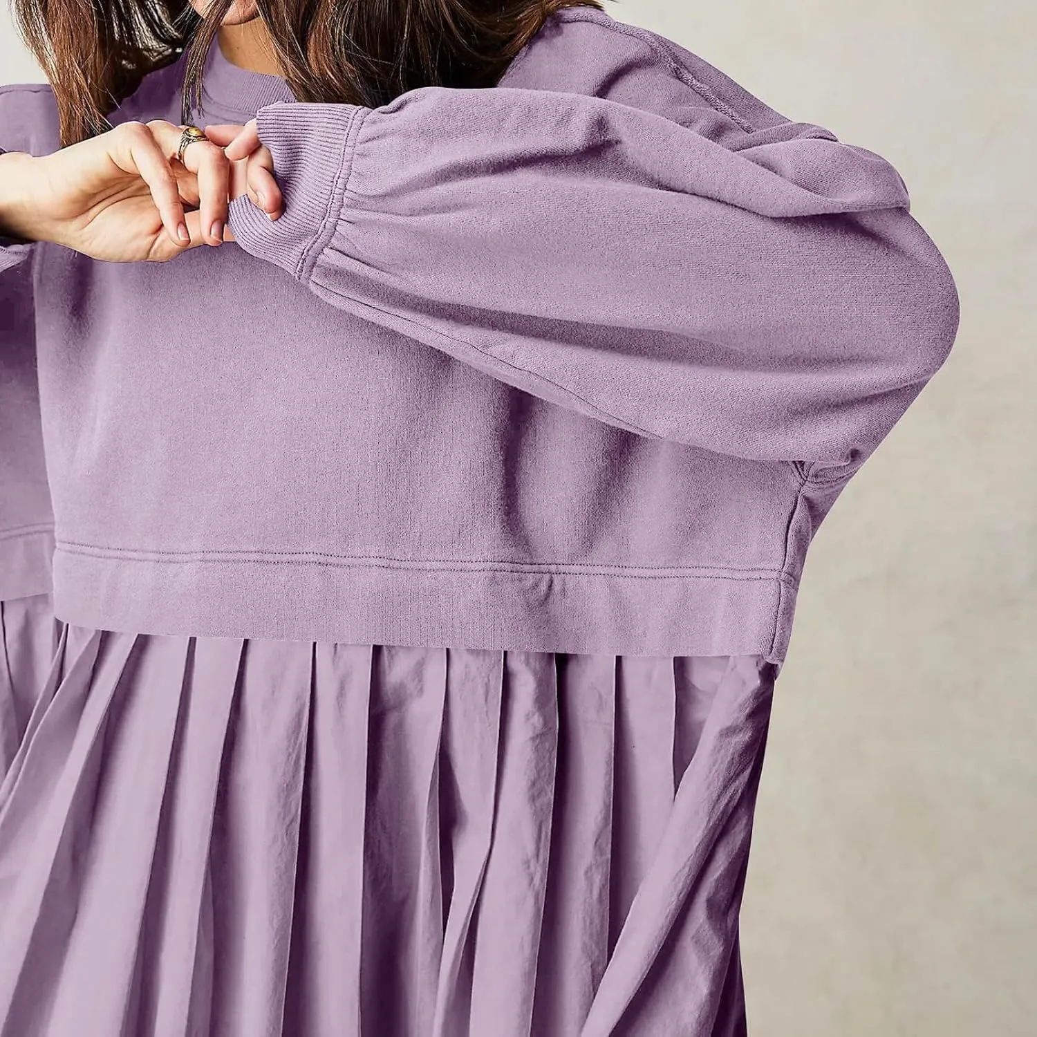 Sweatshirt Dresses for Women 2024 Casual Long Sleeve Patchwork Tops Oversized Crewneck Pullover Fashion Mini Dress
