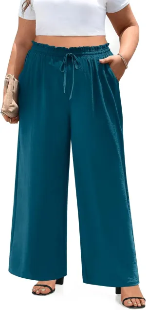 syoss Women's Pants High Waist Adjustable Knot Lounge Pants with Pockets