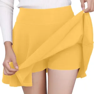 Tennis Skorts for Women Summer Casual Basic Versatile Golf Skort Stretchy Flared Pleated Mini Skater Skirt with Lined