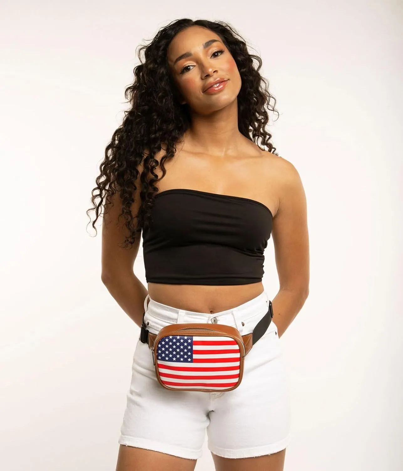 Tipsy Elves Brown American Flag Fanny Pack