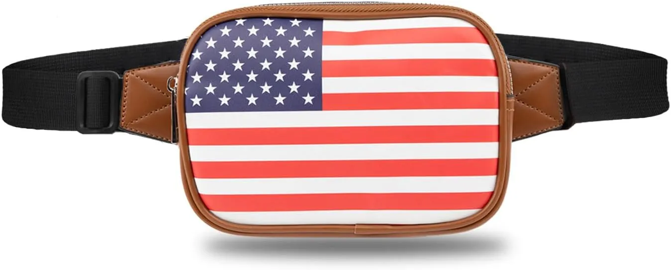 Tipsy Elves Brown American Flag Fanny Pack