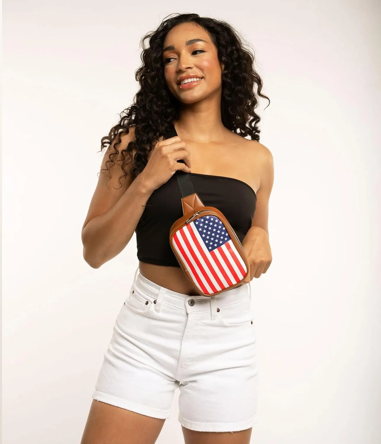 Tipsy Elves Brown American Flag Fanny Pack