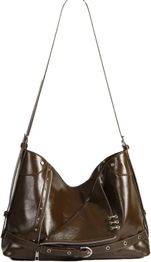 Trendy Y2k Shoulder Purses for Women Vegan Leather Large Crossbody Tote Bag Satchels Street Punk Handbags