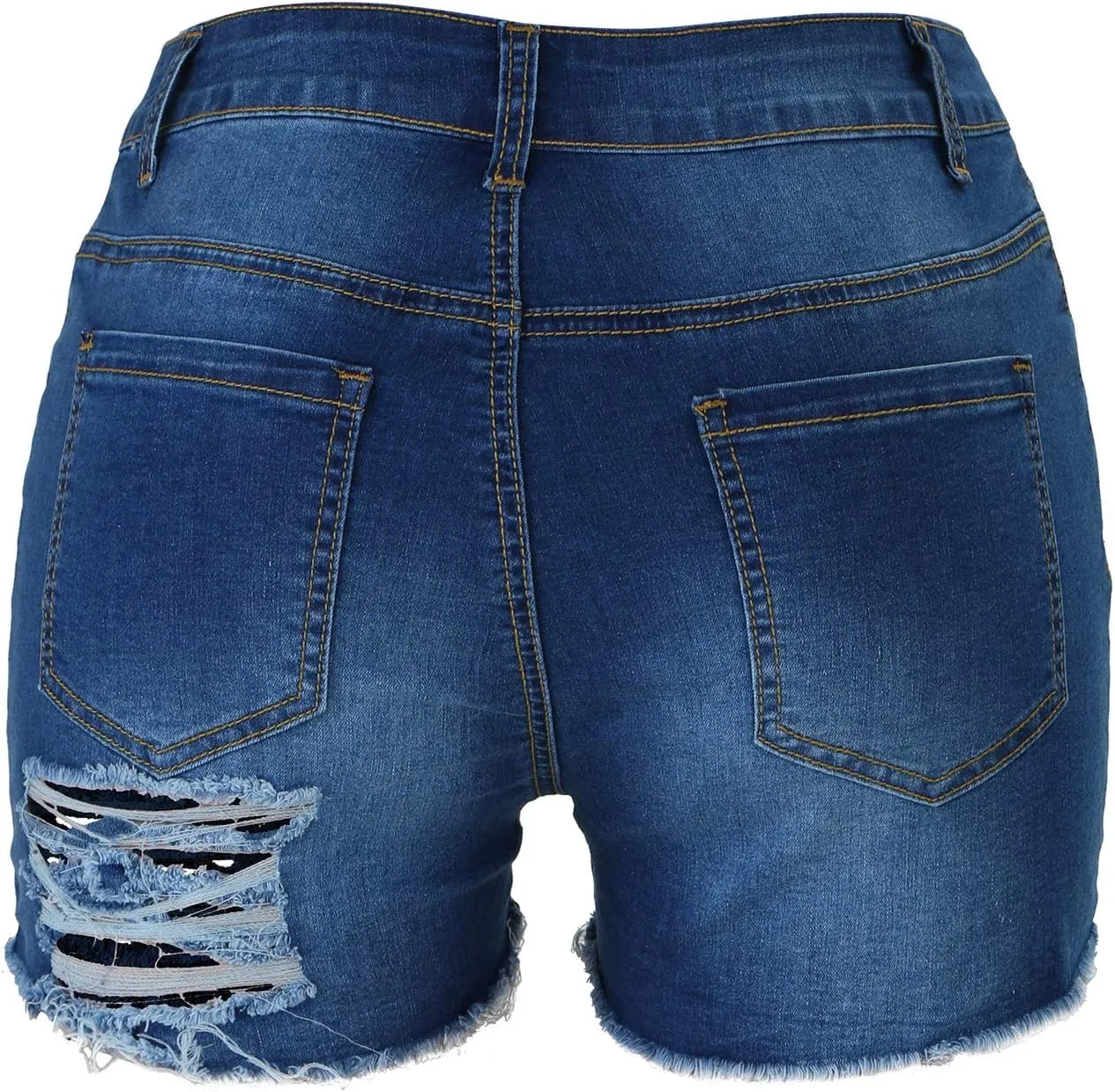 Tulucky Womens Mid Waist Denim Shorts Ripped Hole Juniors Short Jeans