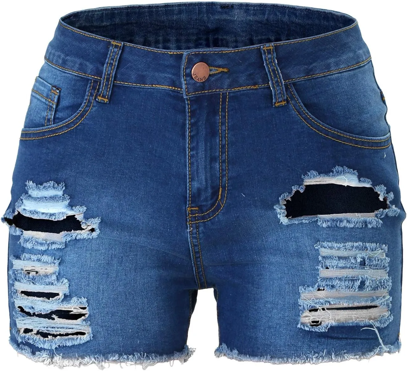 Tulucky Womens Mid Waist Denim Shorts Ripped Hole Juniors Short Jeans