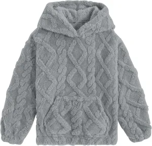 TUONROAD Girls Fuzzy Fleece Hoodies Cable Knit Warm Sherpa Pullover Sweatshirt with Pockets 6-13 Years