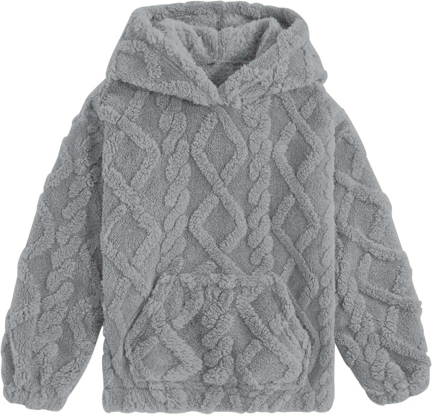 TUONROAD Girls Fuzzy Fleece Hoodies Cable Knit Warm Sherpa Pullover Sweatshirt with Pockets 6-13 Years