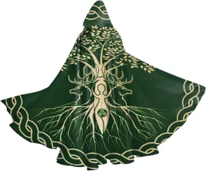 Viking Costume Cloak for Men Women Halloween Cosplay Wizard Witch Hooded Robe Cloak