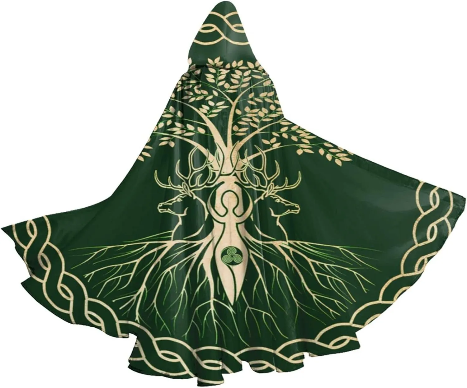 Viking Costume Cloak for Men Women Halloween Cosplay Wizard Witch Hooded Robe Cloak