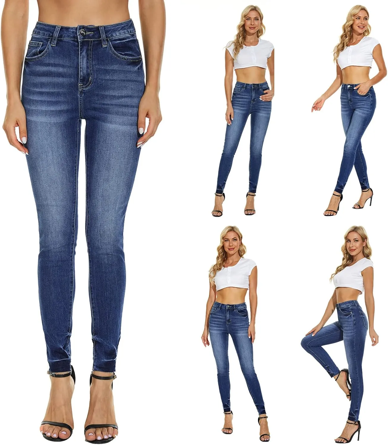 VIPONES Women Jeans High Waisted Skinny Stretchy Soft Slim Fit Distressed Comfy Classic Jeggings Denim Pants