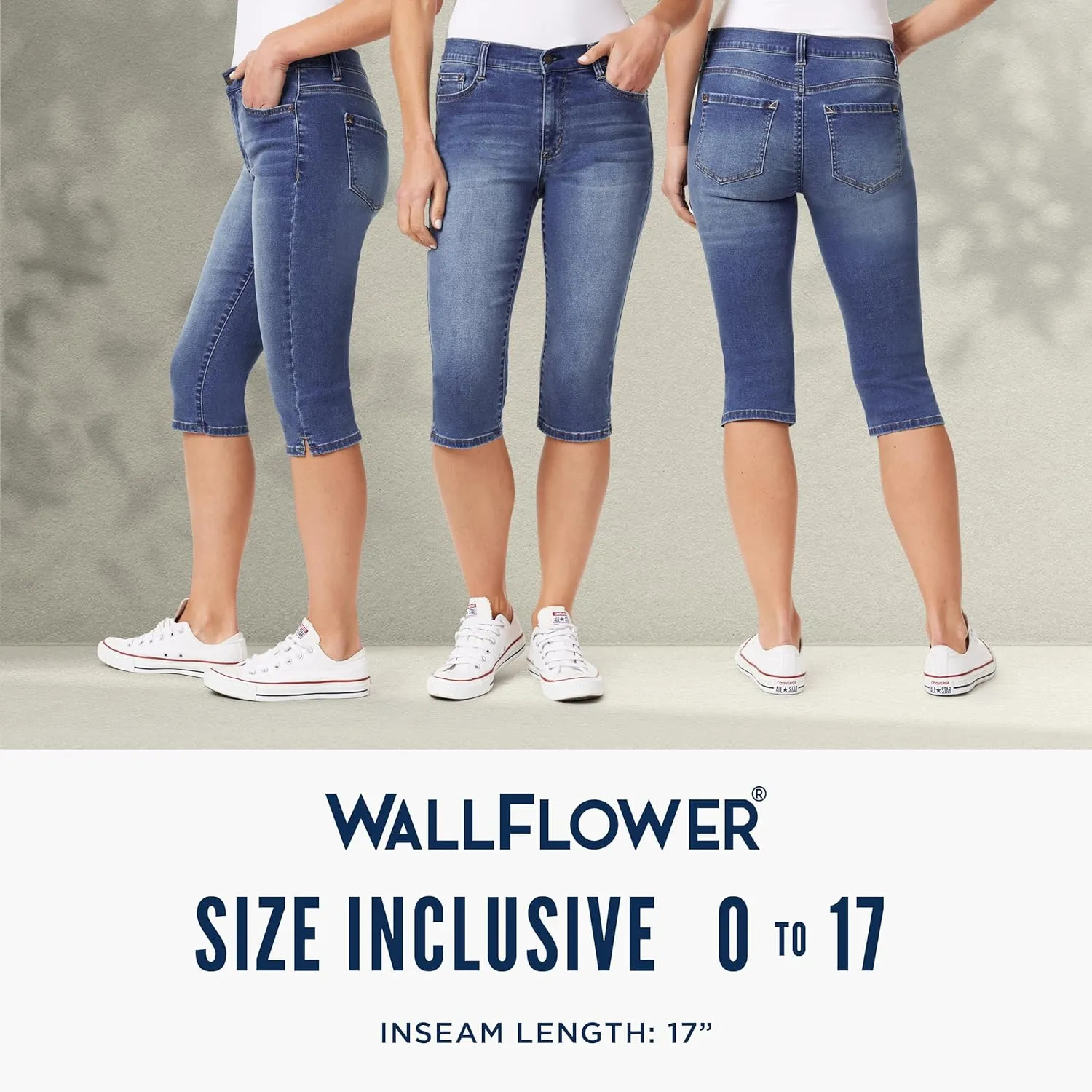 WallFlower Women's Irresistible 17" Skinny Capri Jeans High-Rise Insta Soft Juniors